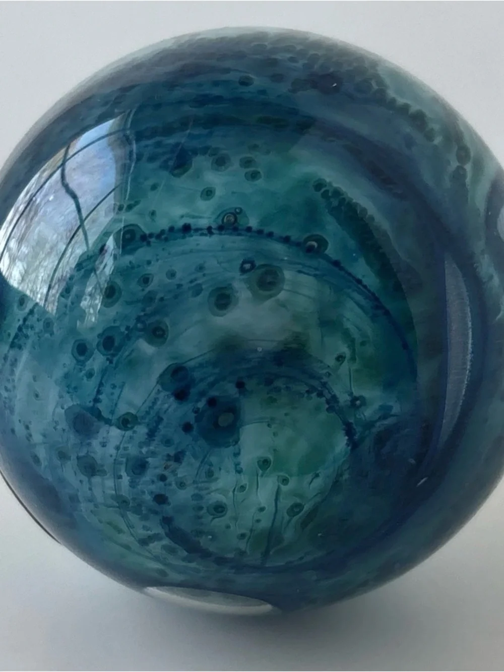Thomas Germany Art Glass Bud Vase MCM Blue Teal Swirl Hand Blown 8